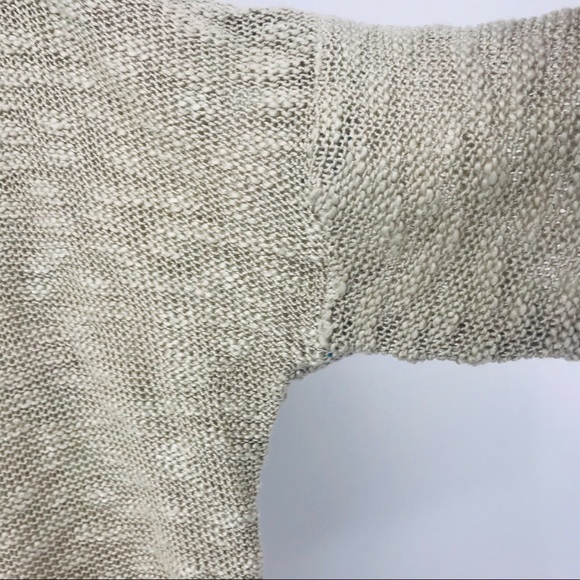 Knit Tan White Lace Hem Knit Pullover Crew Neck Sweater Top Size XS - Picture 4 of 11